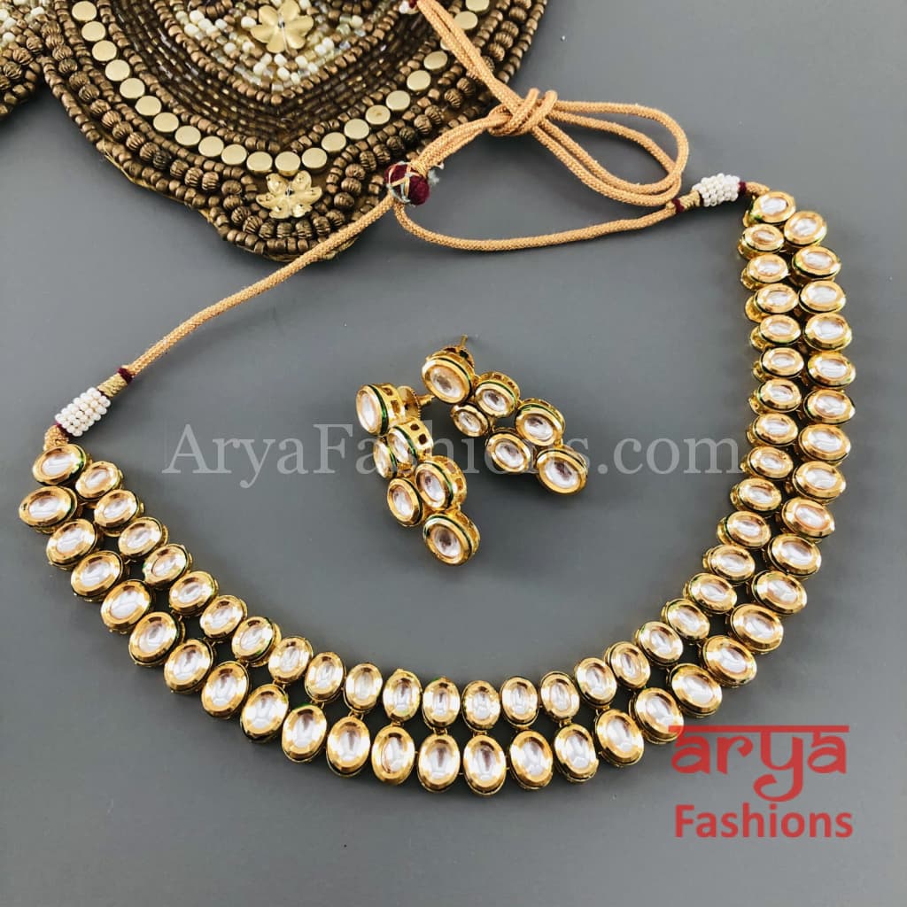 Muneeba Two line Kundan Necklace with