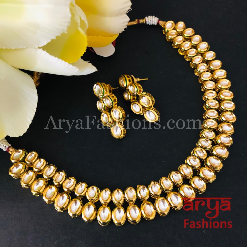 Muneeba Two line Kundan Necklace with