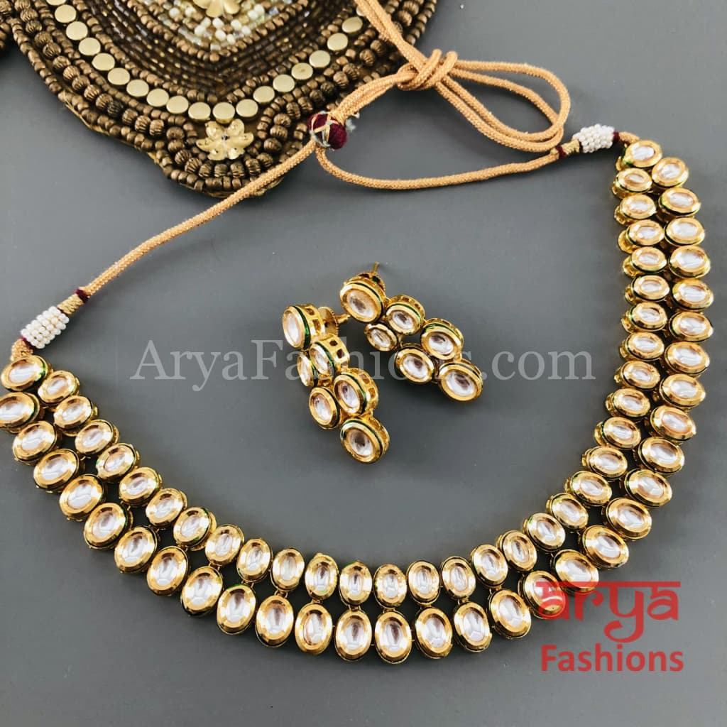 Muneeba Two line Kundan Necklace with