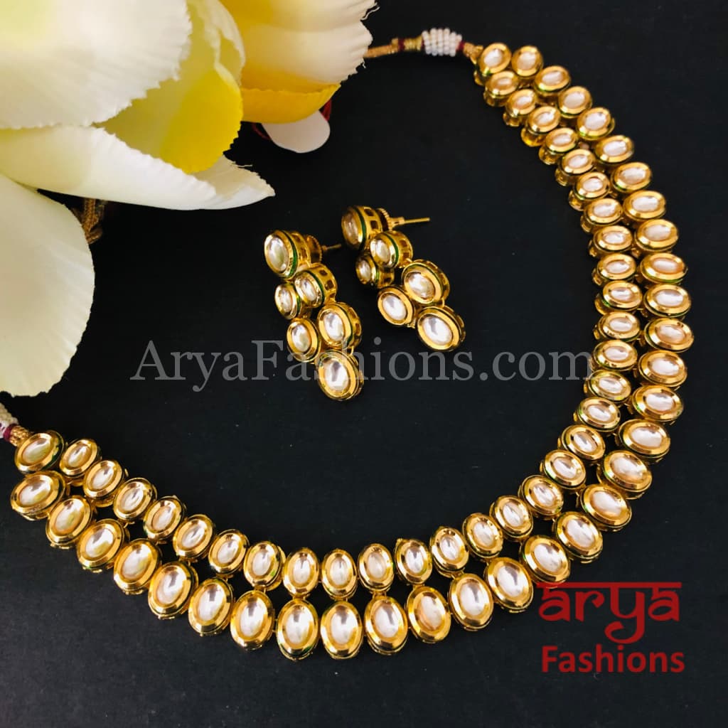 Muneeba Two line Kundan Necklace with