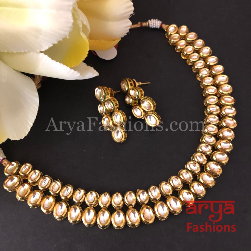 Muneeba Two line Kundan Necklace with