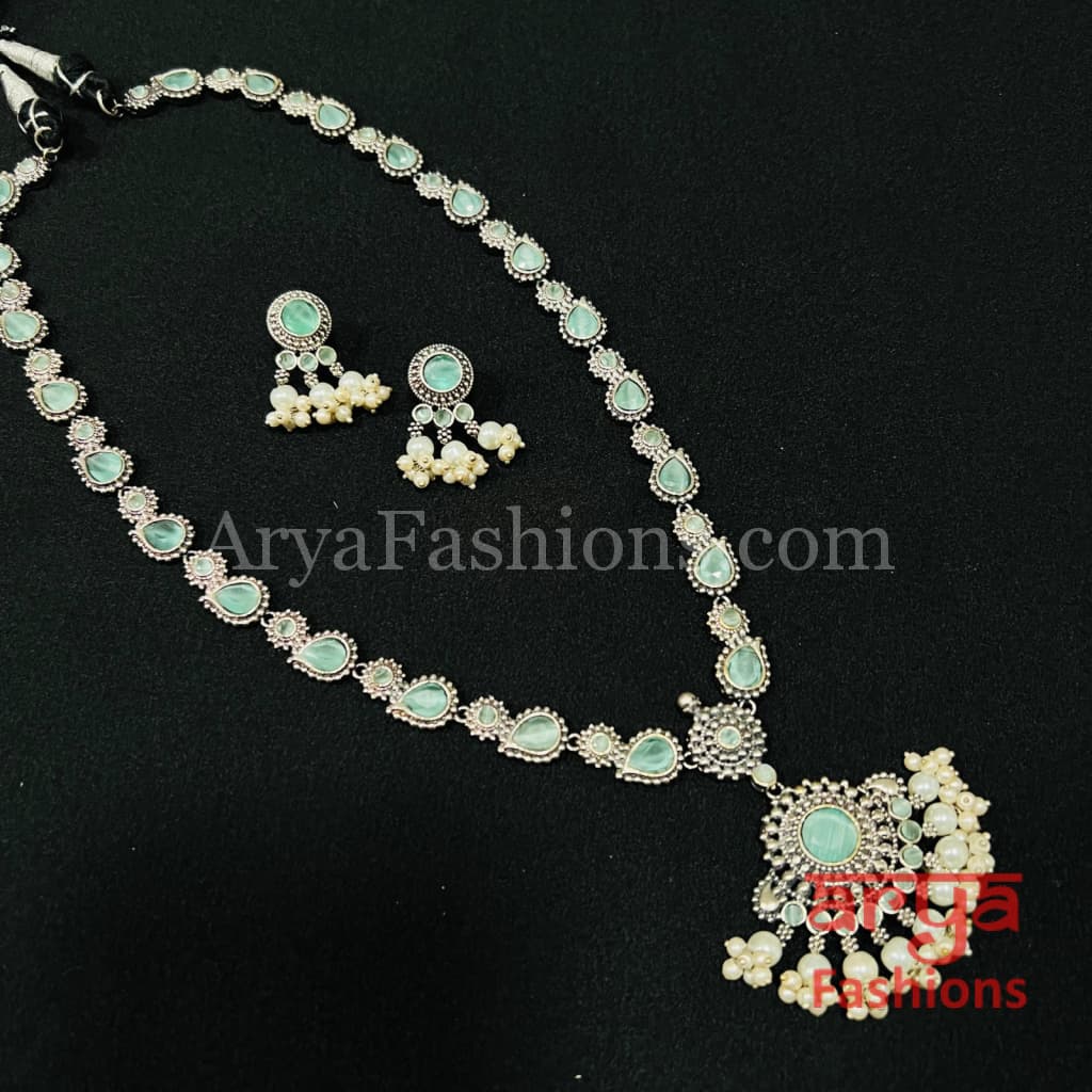 Noor Oxidized Silver Designer Necklace
