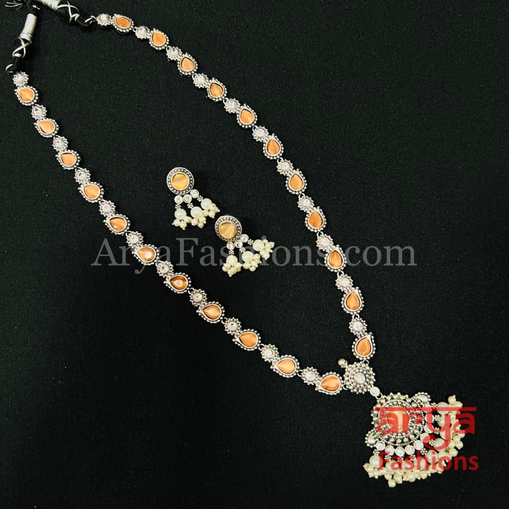 Noor Oxidized Silver Designer Necklace