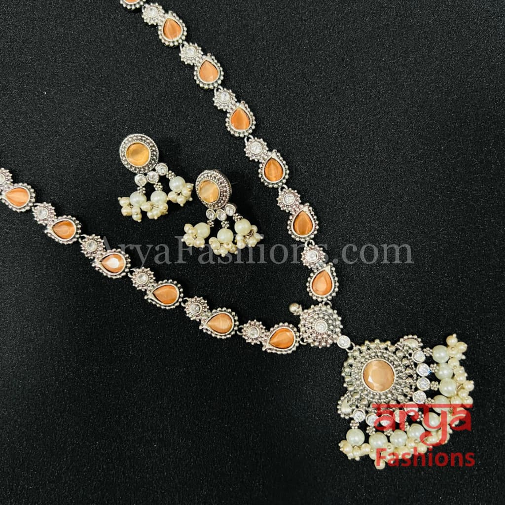Noor Oxidized Silver Designer Necklace