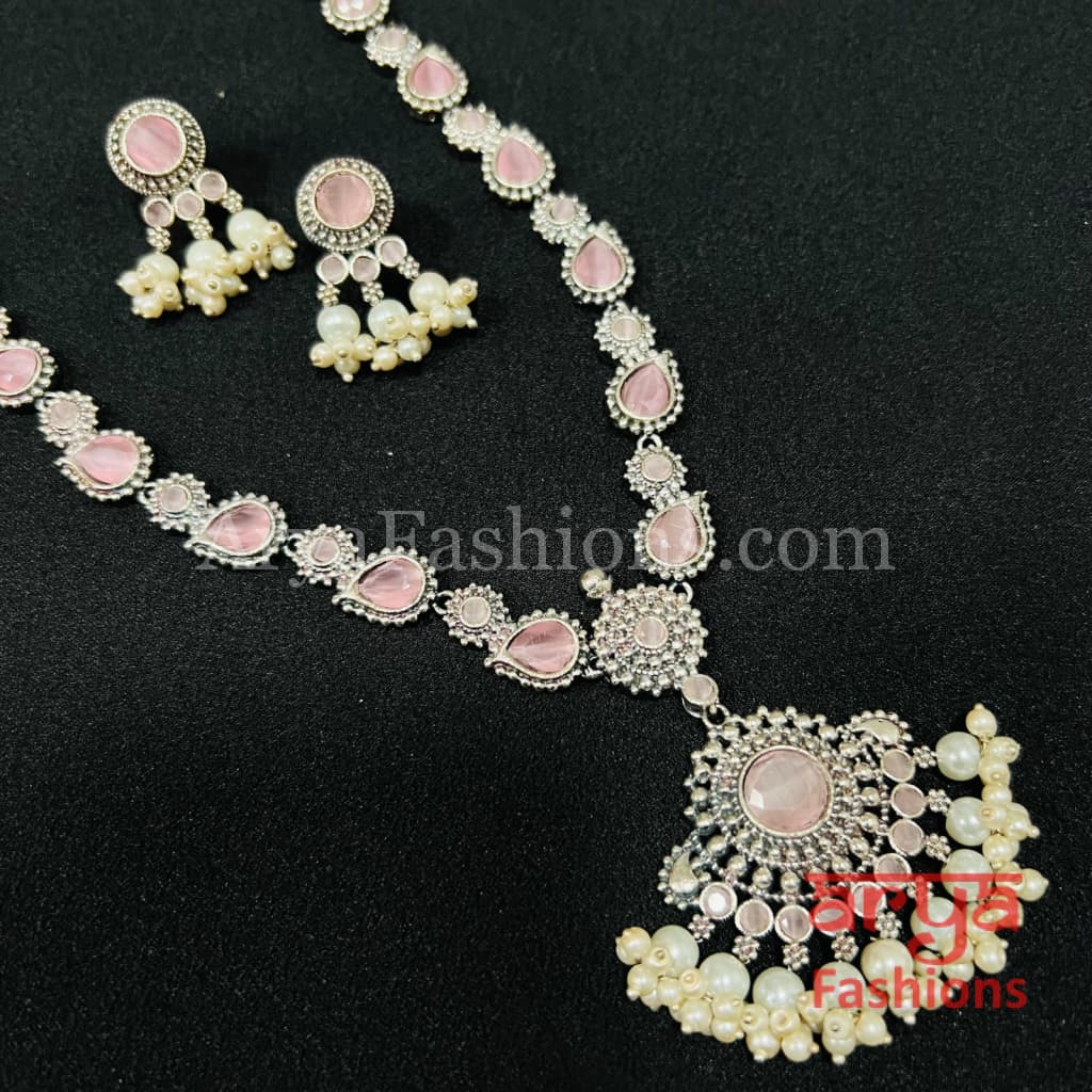 Noor Oxidized Silver Designer Necklace