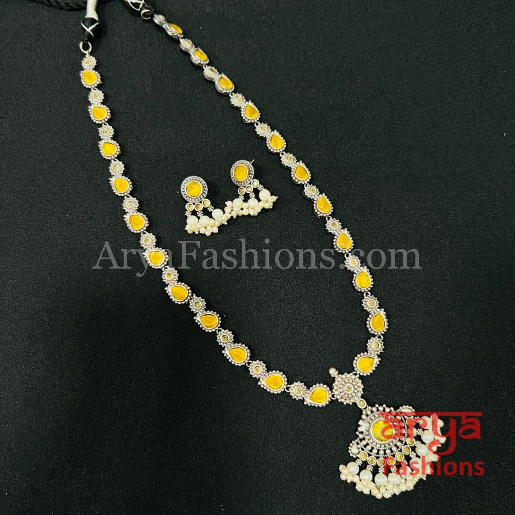 Noor Oxidized Silver Designer Necklace