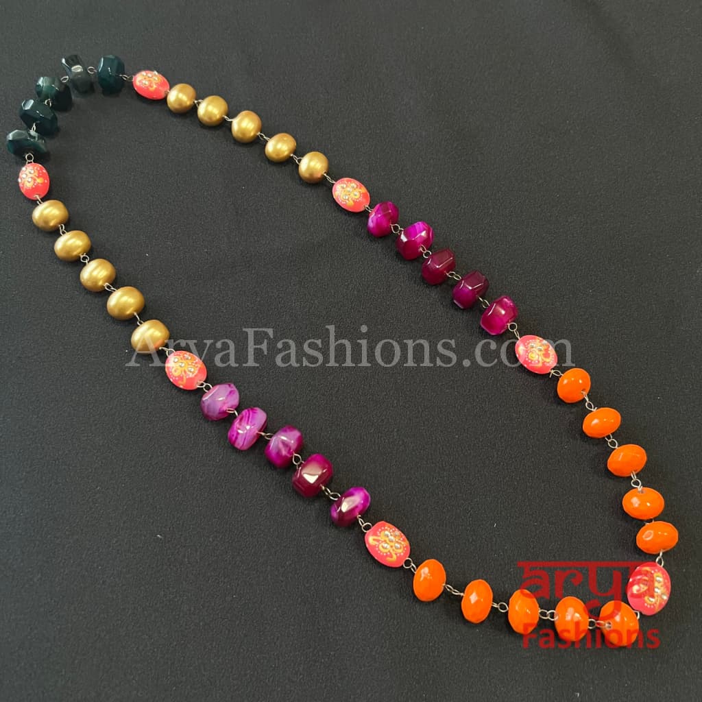 Shop Rubans Gold Plated Handcrafted Enamel & Kundan Pink Beads Necklace Set  Online at Rubans