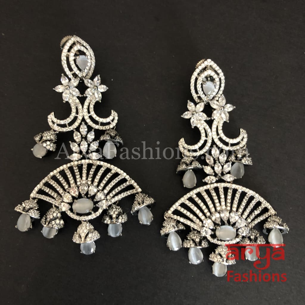 Nuvi Cubic Zirconia Silver and Victorian Party Earrings