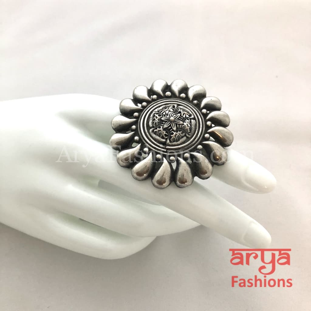 Oxidized Silver Ring/Trendy Ring/Statement Ring/German Ring