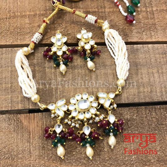 Pacchi Kundan Choker with Multicolor Beads