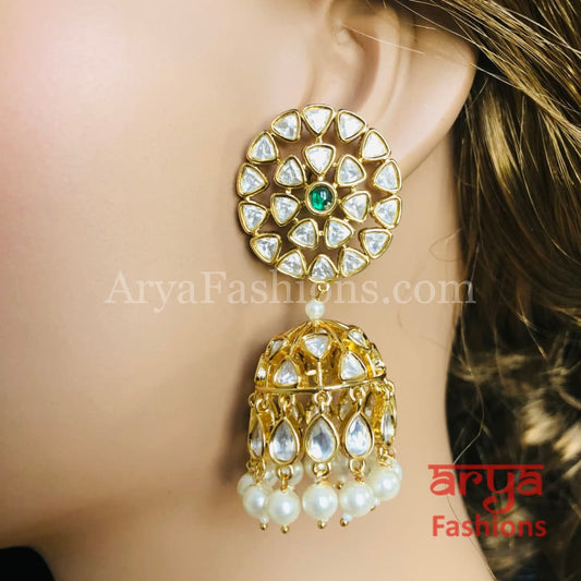 Pacchi Kundan Jhumka Earrings/ Indian Traditional Earrings