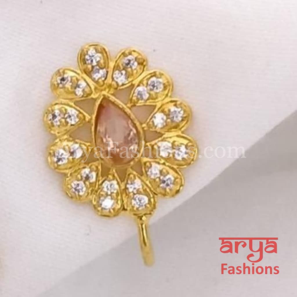 Pacchi Kundan Nose Clip/ CZ non piercing nose ring/ Bridal Nosepin