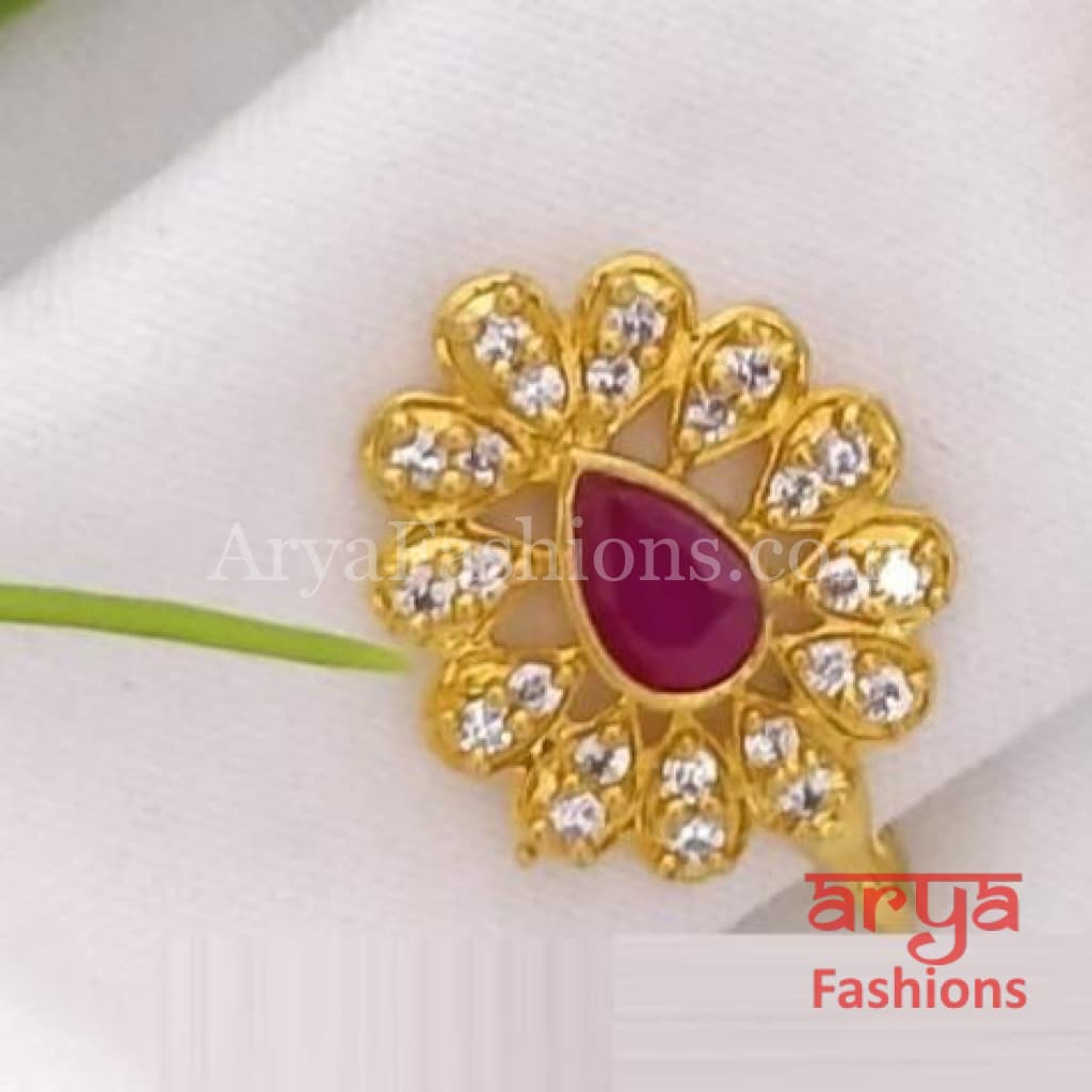 Pacchi Kundan Nose Clip/ CZ non piercing nose ring/ Bridal Nosepin