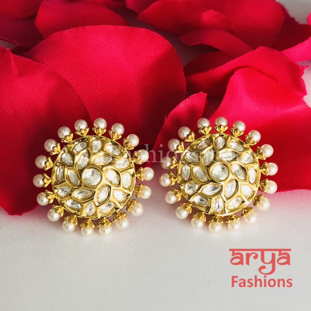 Pacchi Kundan Pearl Round Studs