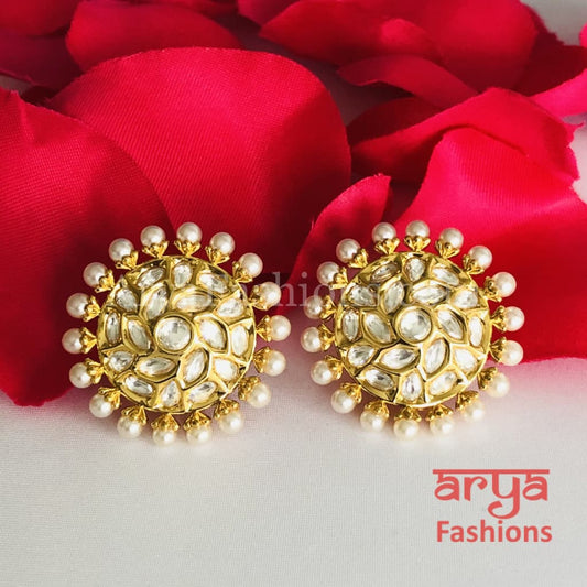 Pacchi Kundan Pearl Round Studs