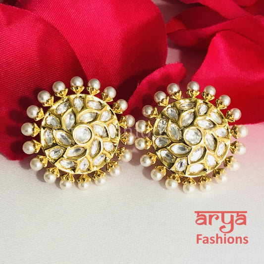 Pacchi Kundan Pearl Round Studs