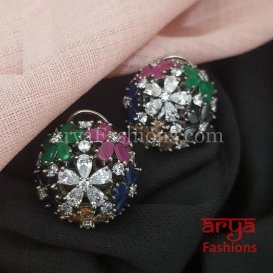 Parita CZ Bulb Studs in Victorian Finish/ Ethnic Stud Earrings