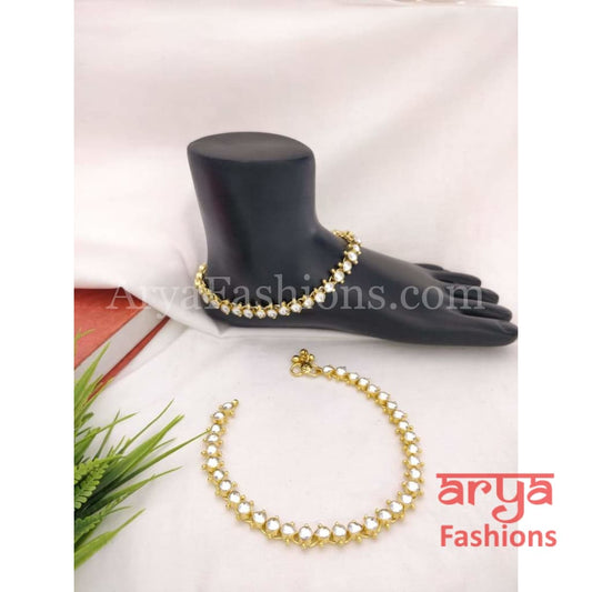 Pearl Anklets/Indian Payal/Pacchi Kundan Payal/Rajwadi Anklet/Bridal Anklets