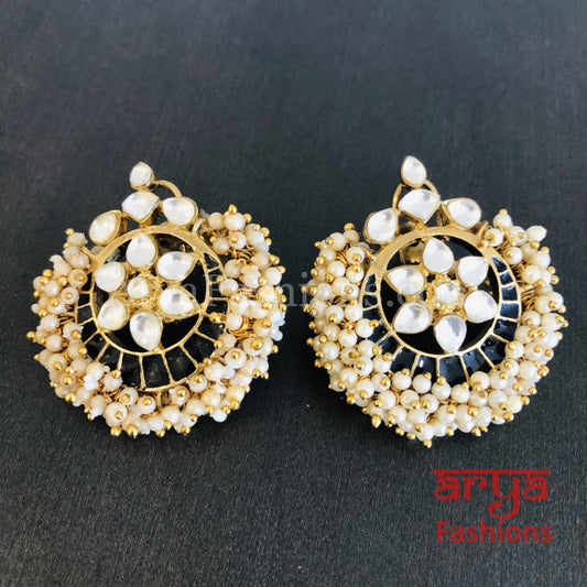 Handmade Black fabric kundan earrings – Maya Creation