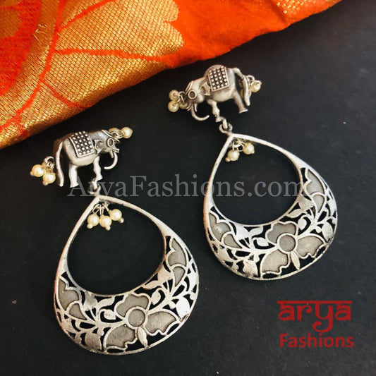 Rajwadi Elephant Chandbali Earrings