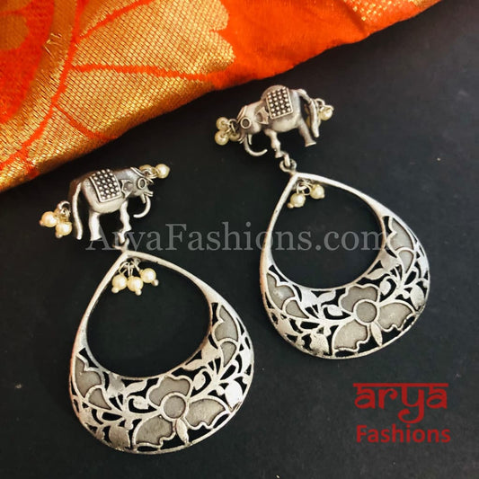 Rajwadi Elephant Chandbali Earrings