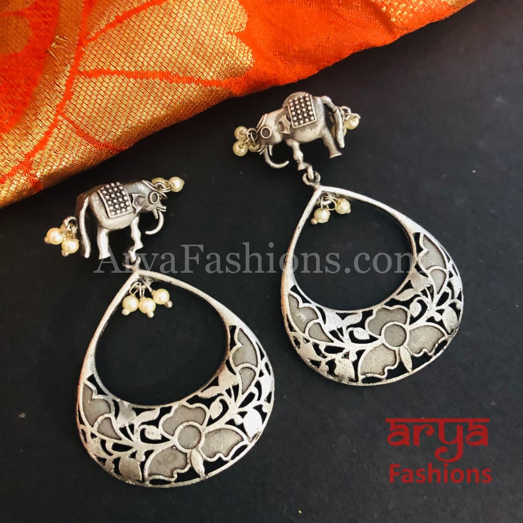 Rajwadi Elephant Chandbali Earrings
