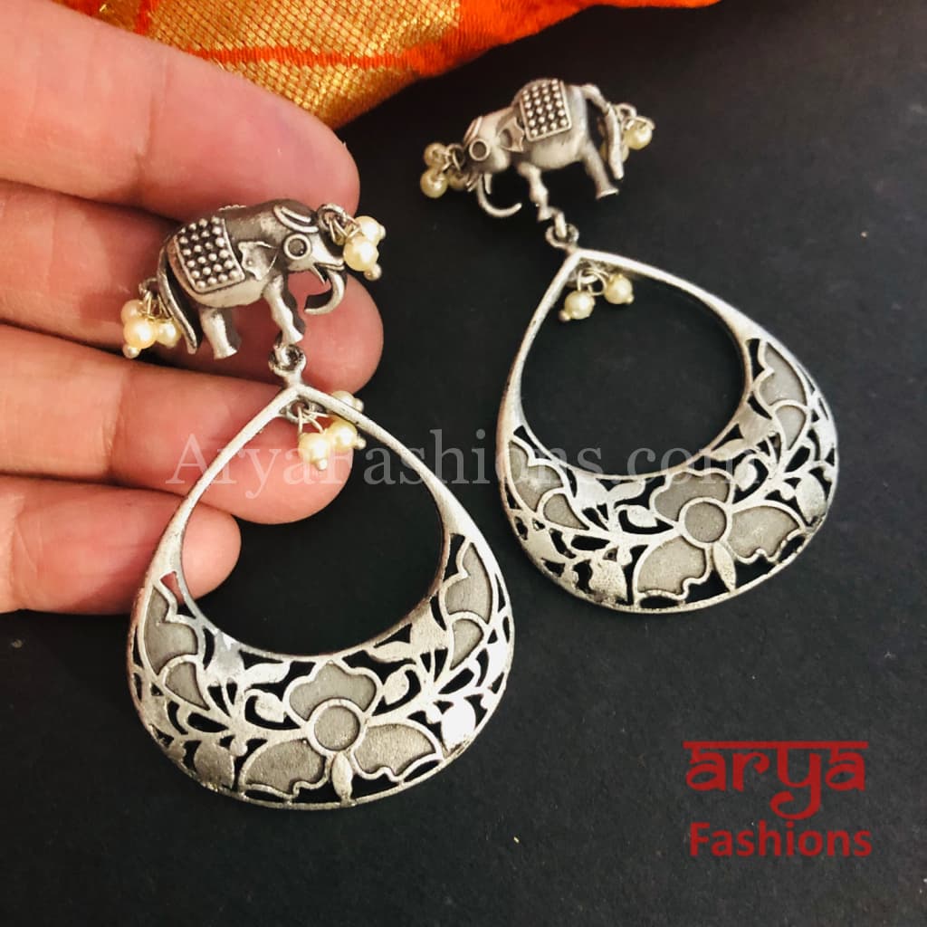 Rajwadi Elephant Chandbali Earrings