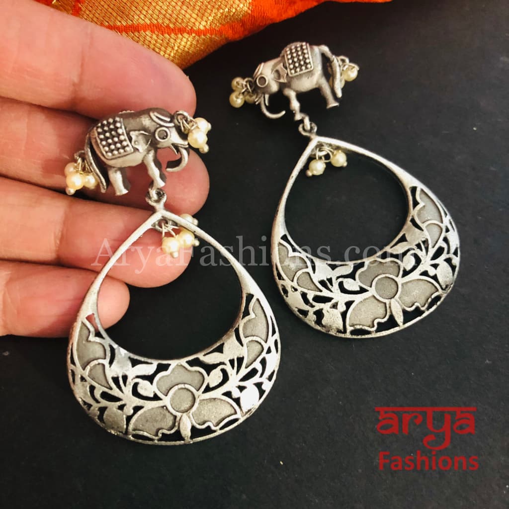 Rajwadi Elephant Chandbali Earrings