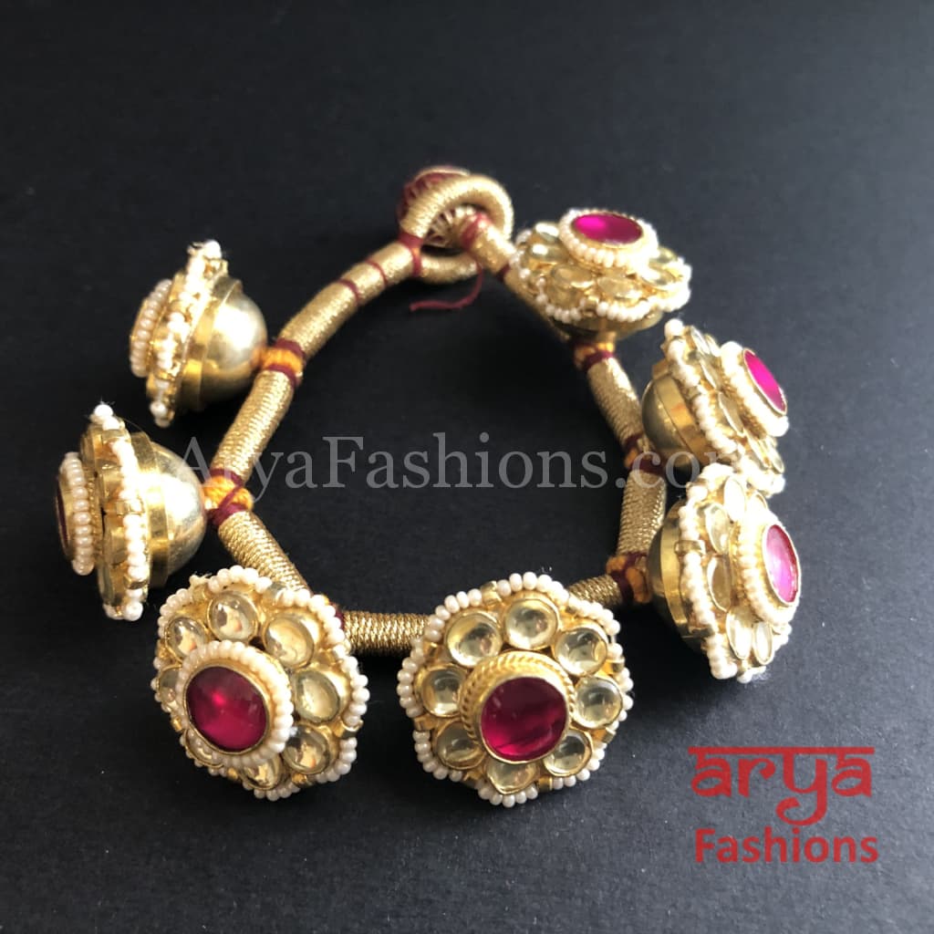Single Gold Finished Kundan Pearl Bracelet/ Haathphool / Gold Finished Ring  Bracelet / Hand Harness/ Kundan Bracelet /hath Panja - Etsy