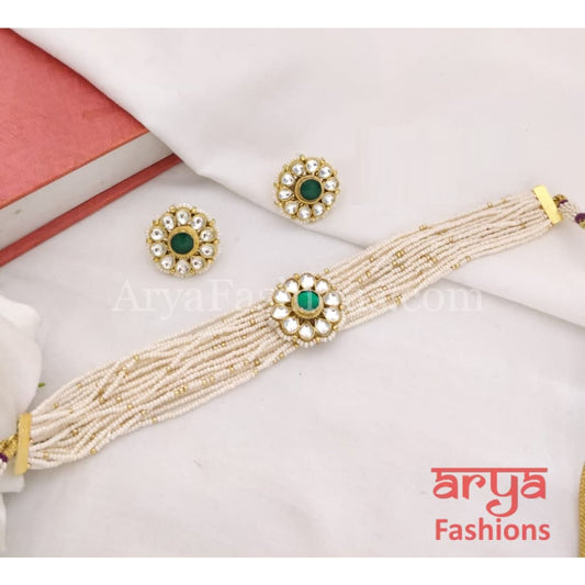 Rajwadi Kundan Pearl Emerald Ruby Jadau Choker