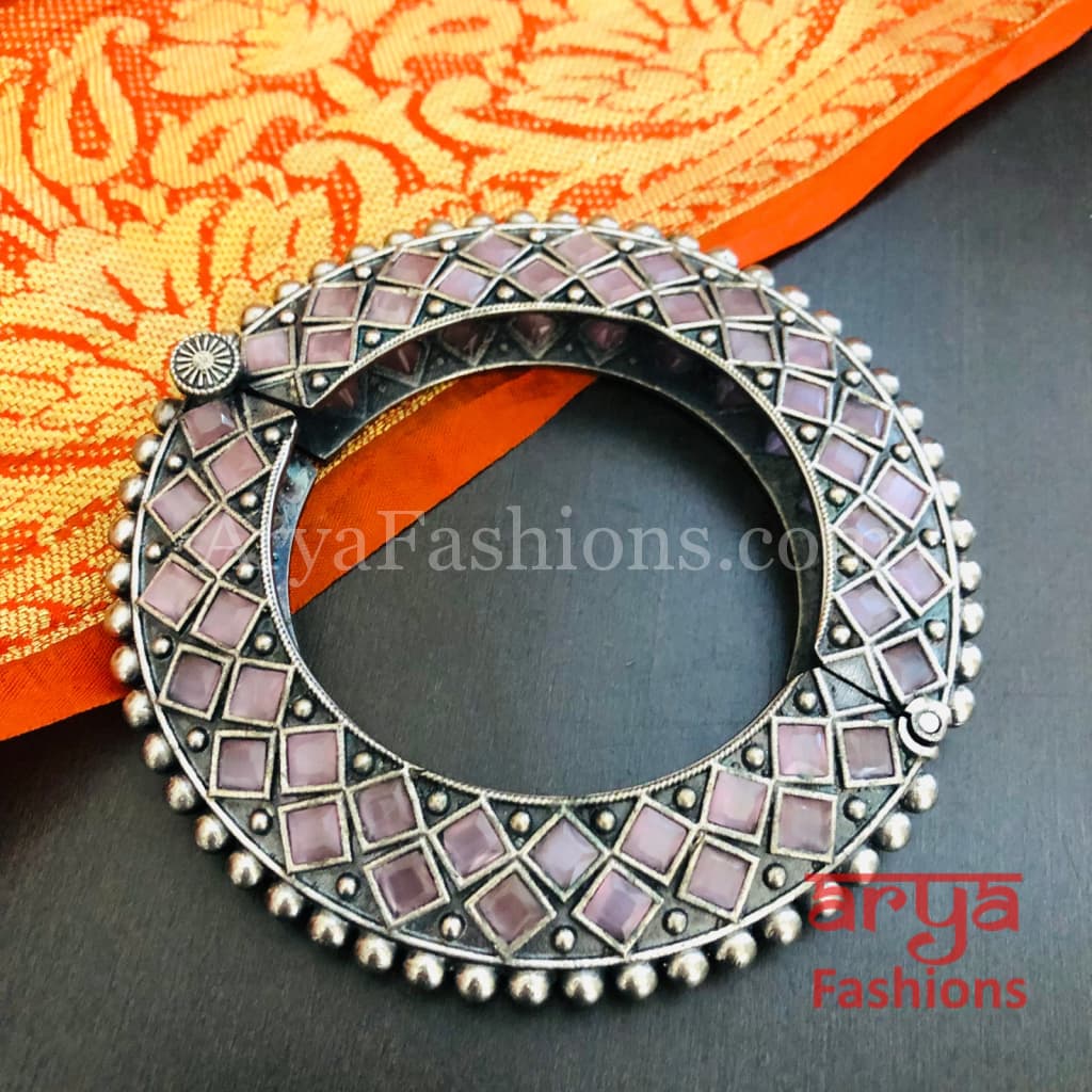 Rajwadi Round Silver Oxidized Bracelet/ Ethnic Bracelet /Boho Jewelry/Ethnic