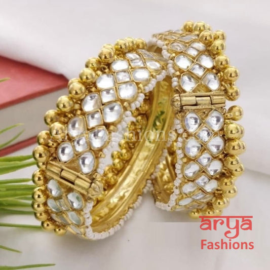 Rania Golden Beads Rajwadi Openable Kada Bridal Bangles