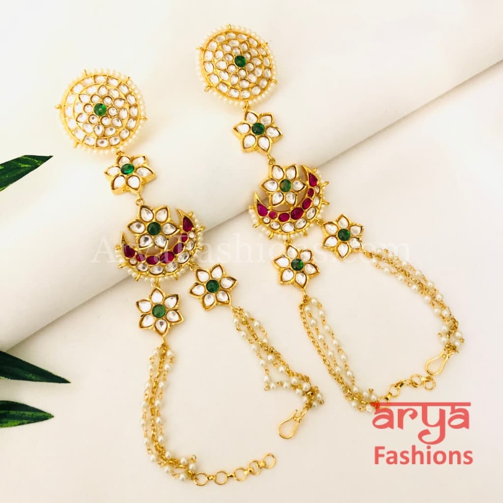 Rania Ruby Pacchi Kundan Hathphool/ Designer Bridal Hathphool Pair of 2