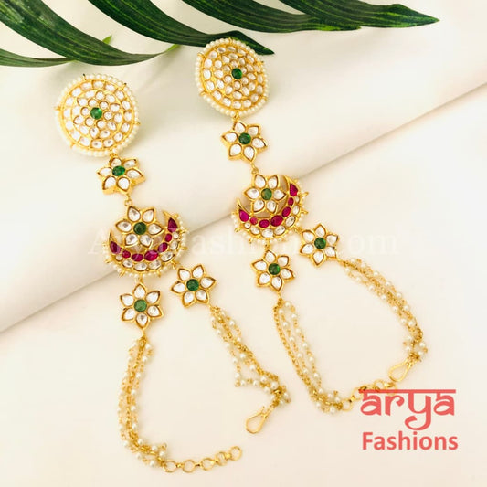 Rania Ruby Pacchi Kundan Hathphool/ Designer Bridal Hathphool Pair of 2