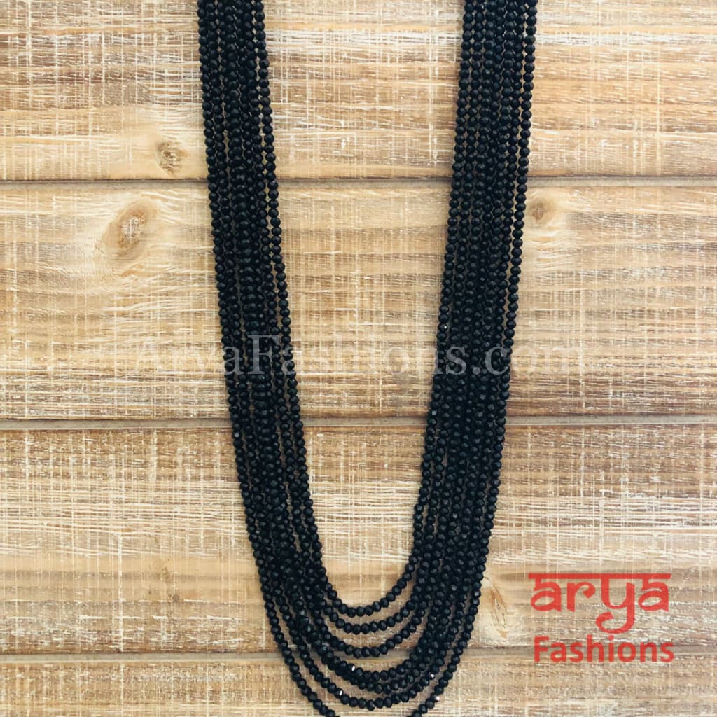 Black multi strand bead necklace - RzJewelryDesign