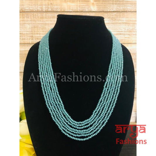 Razvi Blue Beads Multilayer Multi-strand Beaded Necklace