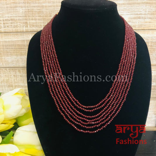 Razvi Maroon Red Beads Multilayer Multi-strand Beaded Necklace