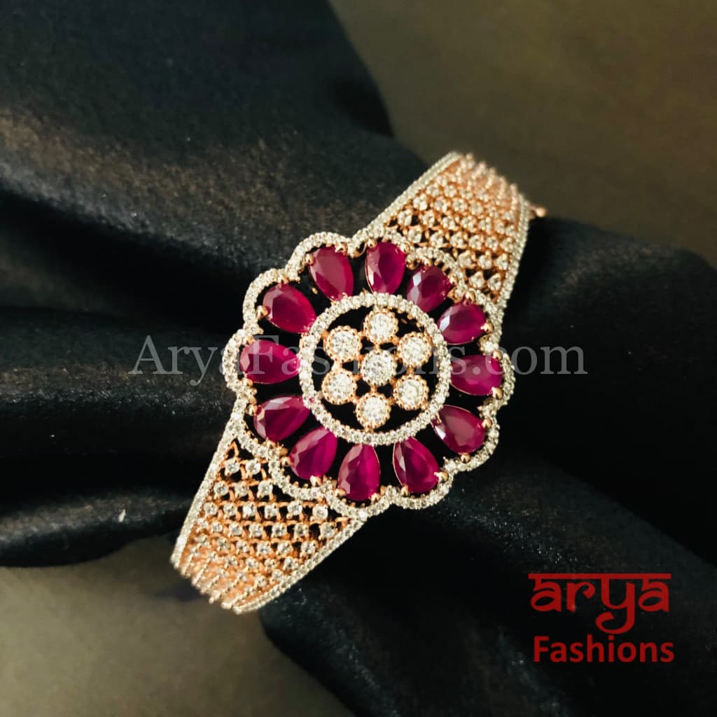 Rinisha Rose Gold CZ Cocktail 2.6 Bracelet with Cubic Zirconia Stones