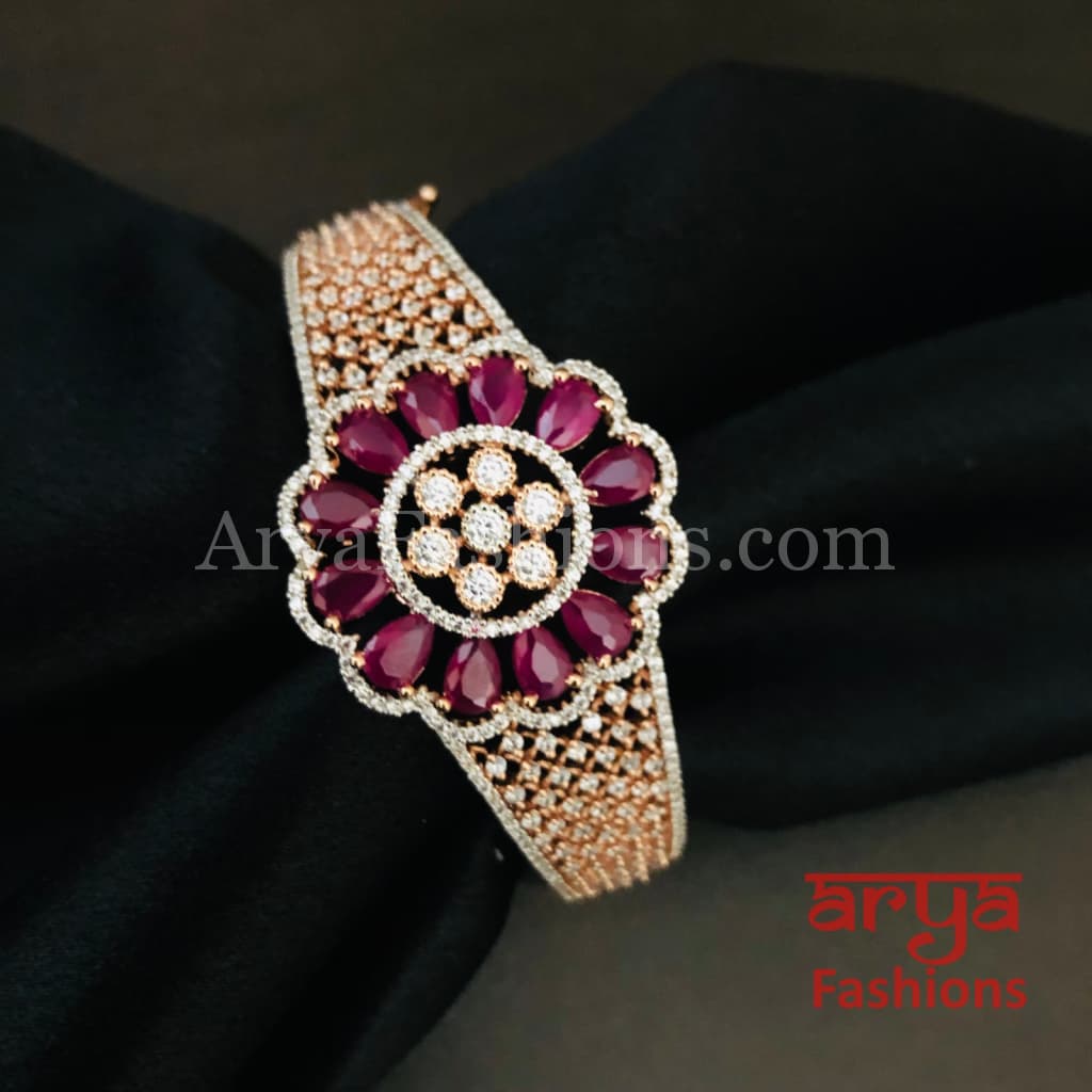 Rinisha Rose Gold CZ Cocktail 2.6 Bracelet with Cubic Zirconia Stones