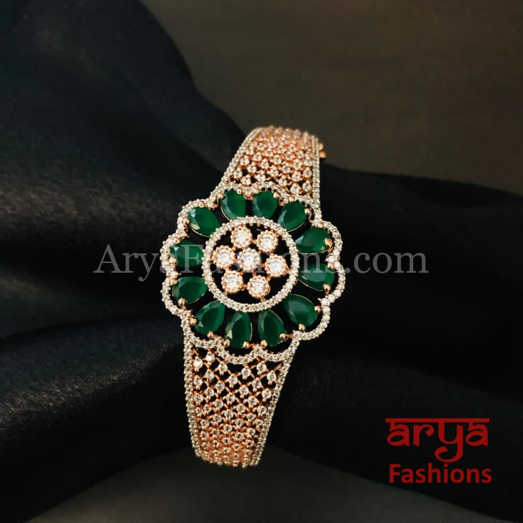 Rinisha Rose Gold CZ Cocktail 2.6 Bracelet with Cubic Zirconia Stones
