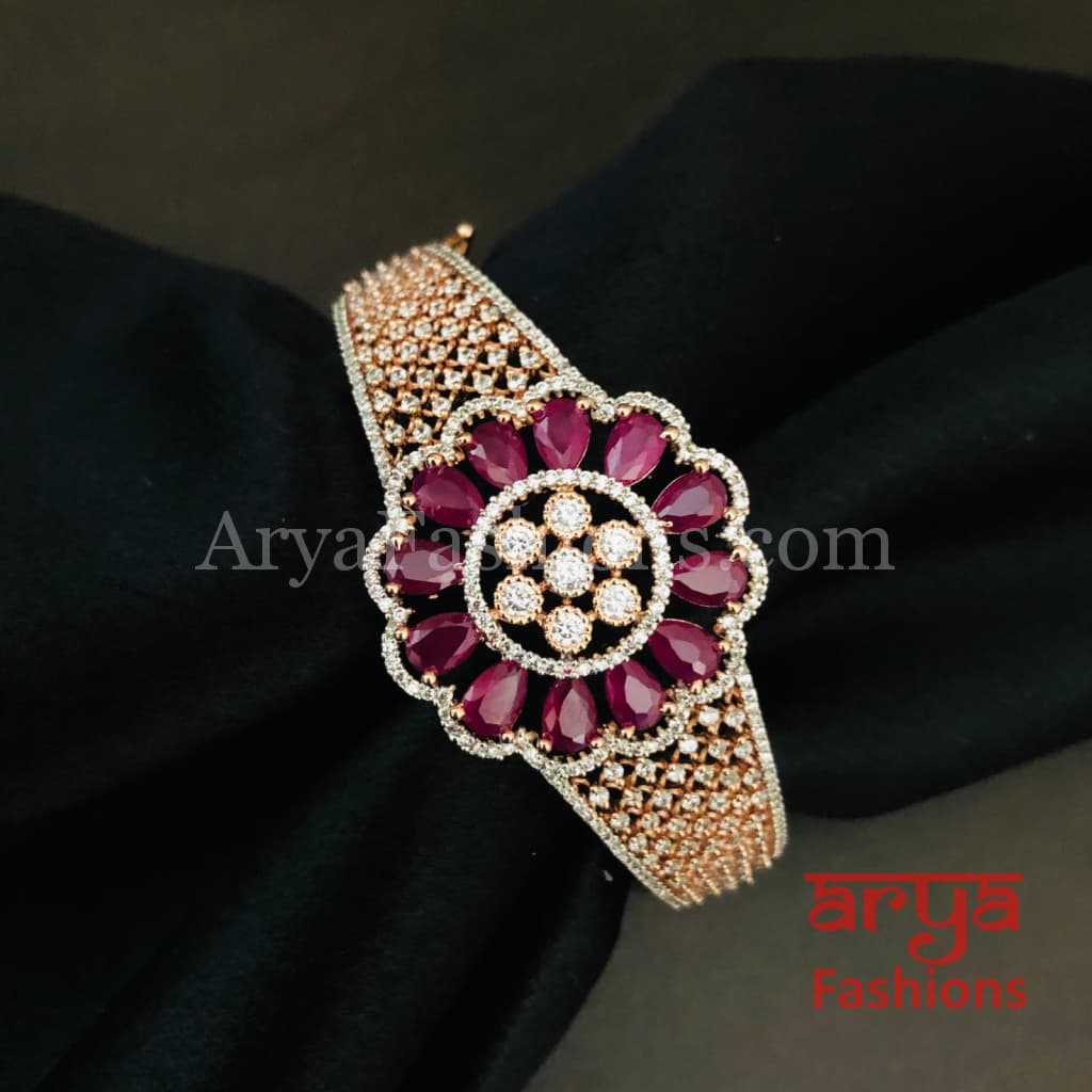 Rinisha Rose Gold CZ Cocktail 2.6 Bracelet with Cubic Zirconia Stones