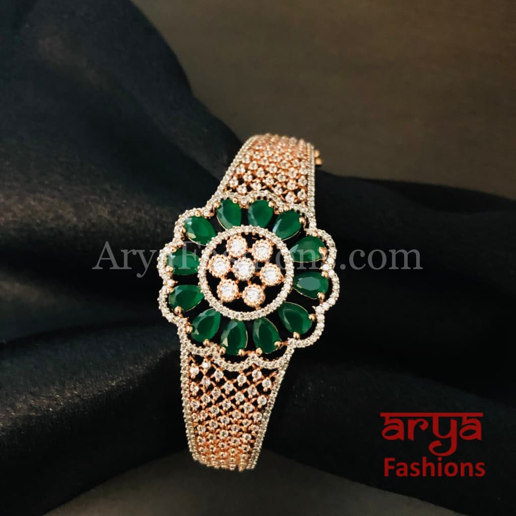 Rinisha Rose Gold CZ Cocktail 2.6 Bracelet with Cubic Zirconia Stones