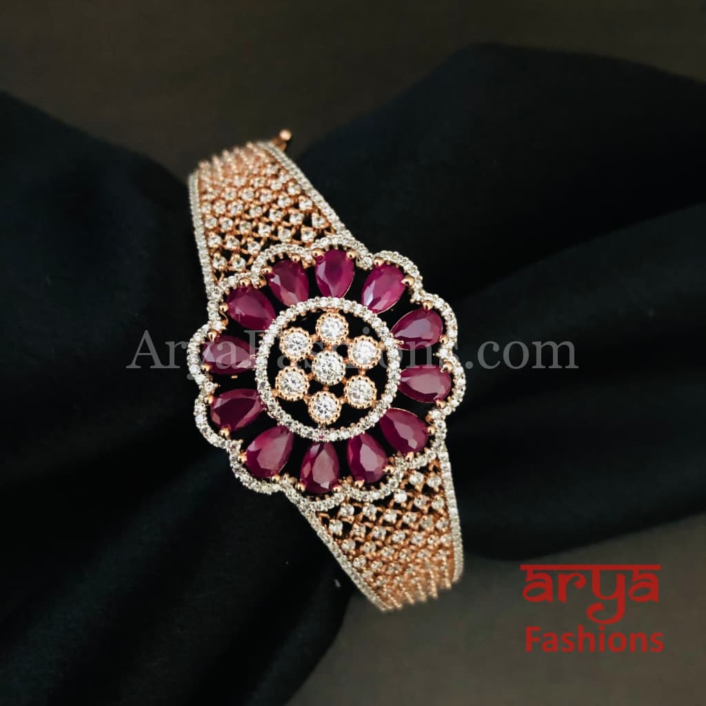 Rinisha Rose Gold CZ Cocktail 2.6 Bracelet with Cubic Zirconia Stones
