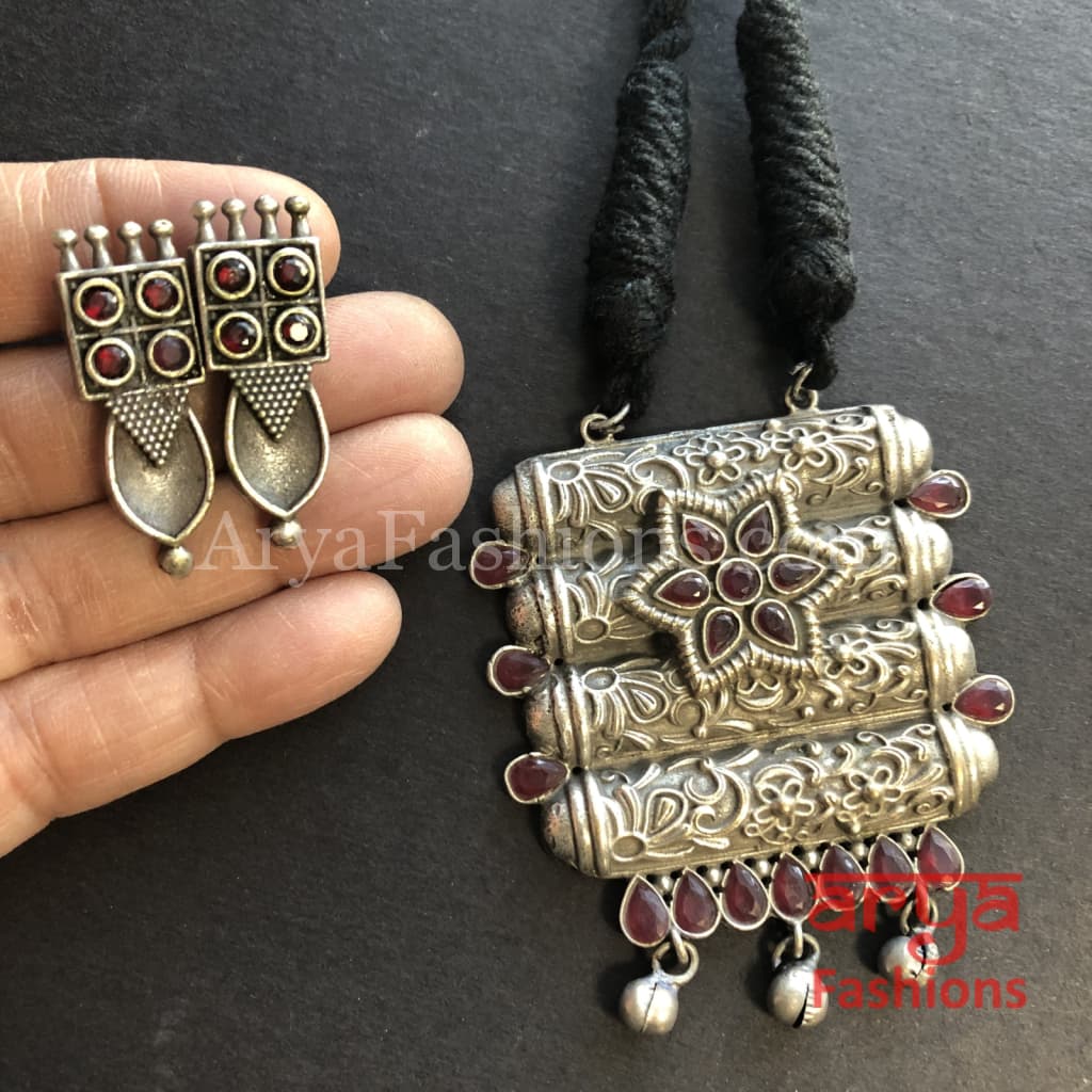 Rishi Oxidized Silver Pendant Necklace/ Amrapali Tribal Necklace