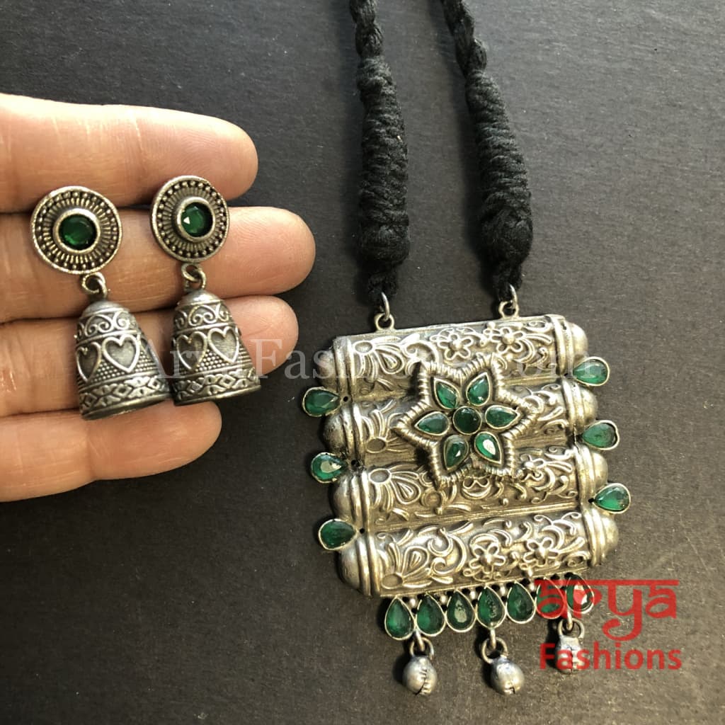 Rishi Oxidized Silver Pendant Necklace/ Amrapali Tribal Necklace
