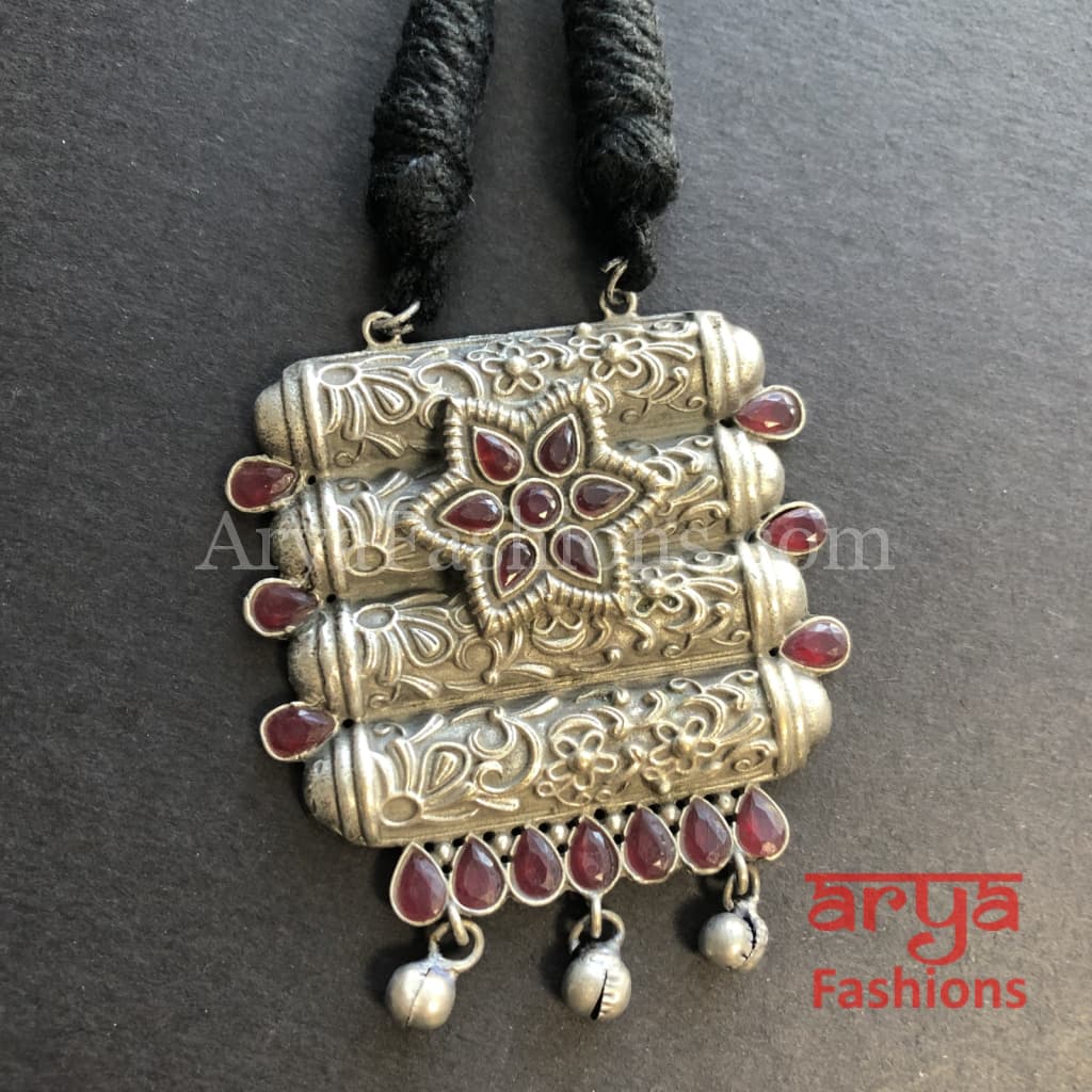 Rishi Oxidized Silver Pendant Necklace/ Amrapali Tribal Necklace