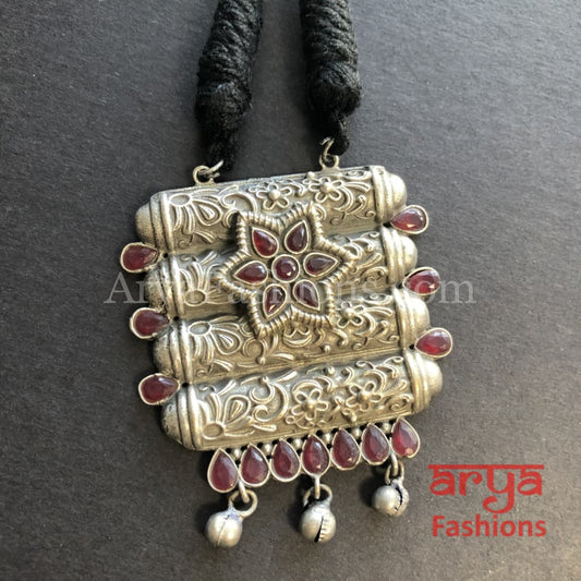 Rishi Oxidized Silver Pendant Necklace/ Amrapali Tribal Necklace