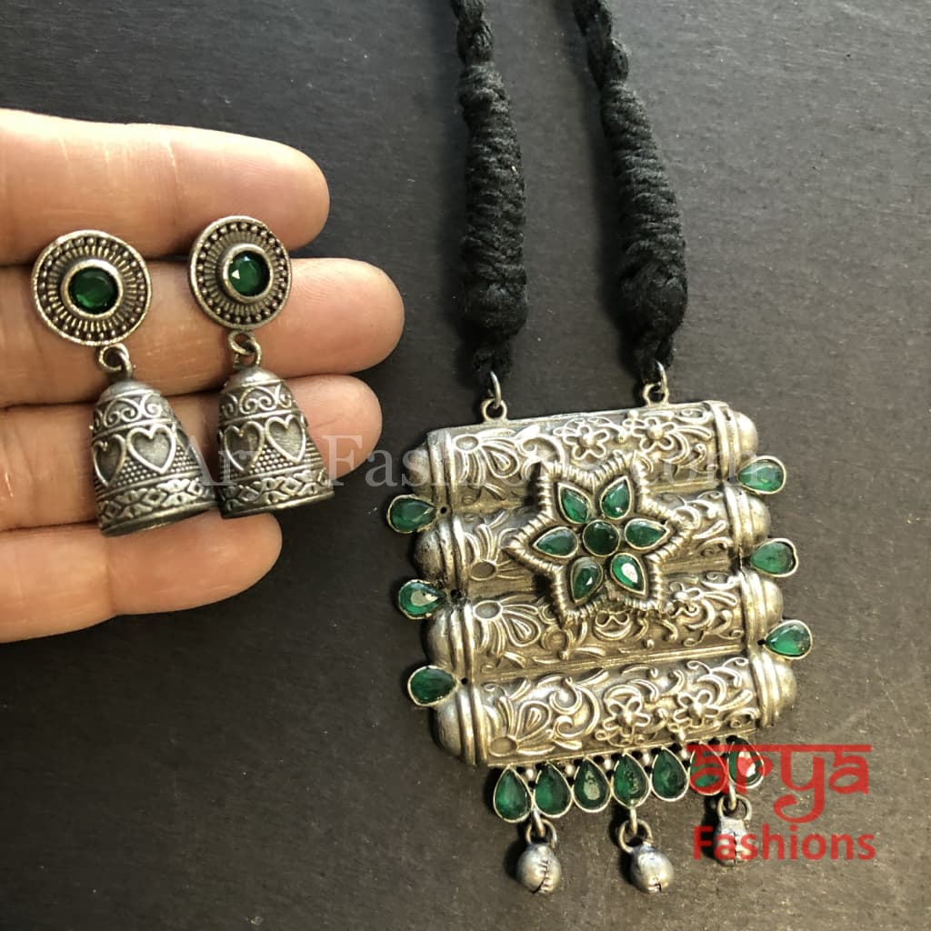 Rishi Oxidized Silver Pendant Necklace/ Amrapali Tribal Necklace