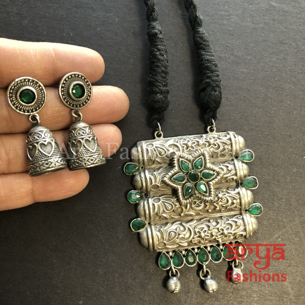 Rishi Oxidized Silver Pendant Necklace/ Amrapali Tribal Necklace