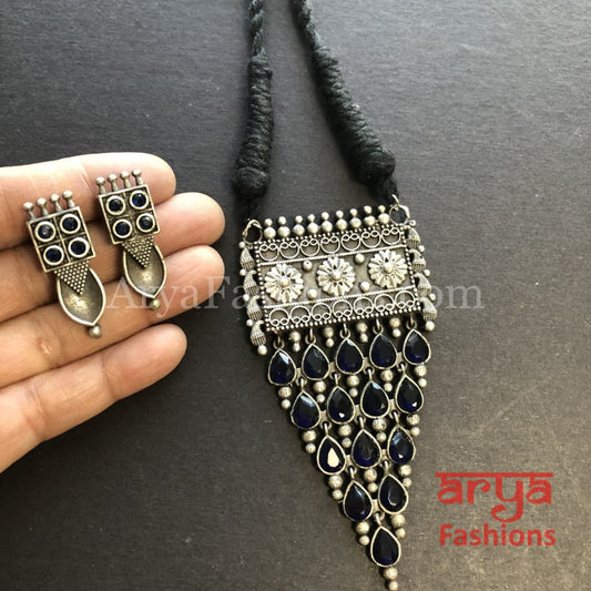 Rizvi Amrapali Silver Pendant Statement Necklace